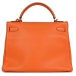 PRE-OWNED HERMÈS KELLY RETOURNE 32 ORANGE TOGO PALLADIUM HARDWARE