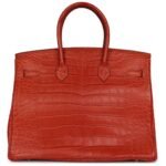 PRE-OWNED HERMÈS BIRKIN 35 SANGUINE MATTE ALLIGATOR GOLD HARDWARE