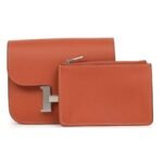 HERMÈS CONSTANCE SLIM WALLET BRIQUE EVERCOLOR PALLADIUM HARDWARE