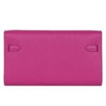 HERMÈS KELLY WALLET TO GO ROSE POURPRE CHEVRE MYSORE PALLADIUM HARDWAER
