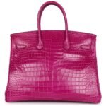 PRE-OWNED HERMÈS BIRKIN 35 ROSE SHEHERAZADE SHINY POROSUS CROCODILE PALLADIUM HARDWARE