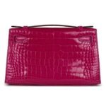 HERMÈS KELLY POCHETTE ROSE SCHEHERAZADE SHINY ALLIGATOR GOLD HARDWARE