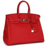 PRE-OWNED HERMÈS BIRKIN 35 ROUGE TOMATE TOGO GOLD HARDWARE