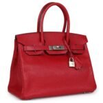 PRE-OWNED HERMÈS SPECIAL ORDER (HSS) BIRKIN 30 ROUGE CASAQUE VERSO CHEVRE BRUSHED PALLADIUM HARDWARE