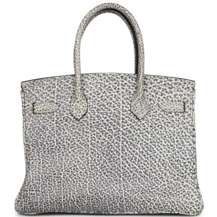 VINTAGE HERMÈS BIRKIN 30 WHITE DALMATIAN BUFFALO GOLD HARDWARE