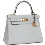 HERMÈS KELLY RETOURNE 28 BLEU PALE CLEMENCE GOLD HARDWARE