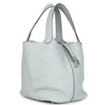 HERMÈS PICOTIN LOCK 22 BLEU PALE CLEMENCE PALLADIUM HARDWARE