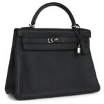 PRE-OWNED HERMÈS KELLY RETOURNE 32 PLOMB CLEMENCE PALLADIUM HARDWARE