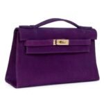 PRE-OWNED HERMÈS KELLY POCHETTE VIOLET DOBLIS GOLD HARDWARE