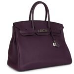 PRE-OWNED HERMÈS BIRKIN 35 CASSIS TOGO PALLADIUM HARDWARE