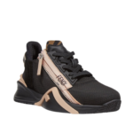 FENDI FLOW BLACK NYLON AND SUEDE LOW-TOPS