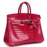 HERMÈS BIRKIN 25 ROSE MEXICO SHINY POROSUS CROCODILE PALLADIUM HARDWARE