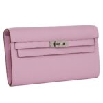 HERMÈS KELLY WALLET TO GO MAUVE SYLVESTRE EPSOM PALLADIUM HARDWARE