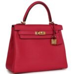 HERMÈS KELLY RETOURNE 25 FRAMBOISE TOGO GOLD HARDWARE