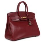 VINTAGE HERMÈS BIRKIN 35 ROUGE H BOX GOLD HARDWARE