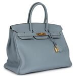 PRE-OWNED HERMÈS BIRKIN 35 CIEL TOGO PALLADIUM HARDWARE