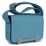 HERMÈS GETA BLUE JEAN CHEVRE MYSORE GOLD HARDWARE