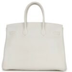 PRE-OWNED HERMÈS BIRKIN 35 WHITE CLEMENCE GOLD HARDWARE