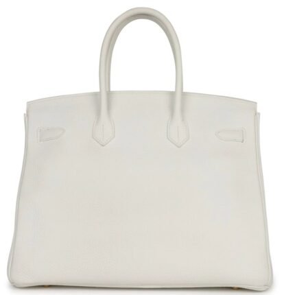 PRE-OWNED HERMÈS BIRKIN 35 WHITE CLEMENCE GOLD HARDWARE
