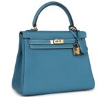 HERMÈS KELLY RETOURNE 25 BLUE JEAN TOGO GOLD HARDWARE