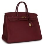 PRE-OWNED HERMÈS BIRKIN 40 ROUGE H FJORD GOLD HARDWARE