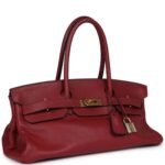 PRE-OWNED HERMÈS SHOULDER BIRKIN 42 JPG ROUGE H CLEMENCE GOLD HARDWARE