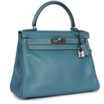 VINTAGE HERMÈS KELLY RETOURNE 28 BLUE JEAN GULLIVER PALLADIUM HARDWARE