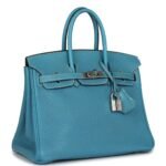 PRE-OWNED HERMÈS BIRKIN 25 BLUE JEAN TOGO PALLADIUM HARDWARE