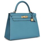 HERMÈS KELLY SELLIER 28 BLUE JEAN EPSOM GOLD HARDWARE