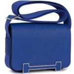 HERMÈS GETA BLEU ELECTRIC CHEVRE PALLADIUM HARDWARE