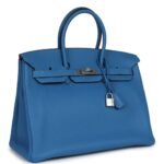 PRE-OWNED HERMÈS BIRKIN 35 MYKONOS CLEMENCE PALLADIUM HARDWARE