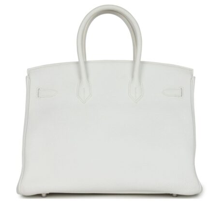 PRE-OWNED HERMÈS BIRKIN 35 WHITE CLEMENCE PALLADIUM HARDWARE