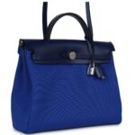 HERMÈS HERBAG ZIP PM 31 BLEU BILL TOILE MILITAIRE CANVAS AND BLEU SAPHIR VACHE HUNTER PALLADIUM HARDWARE