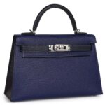 HERMÈS SPECIAL ORDER (HSS) KELLY SELLIER 20 BLEU ENCRE AND BLEU INDIGO CHEVRE MYSORE PALLADIUM HARDWARE