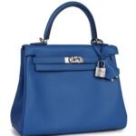 HERMÈS KELLY RETOURNE 25 BLEU FRANCE SWIFT PALLADIUM HARDWARE