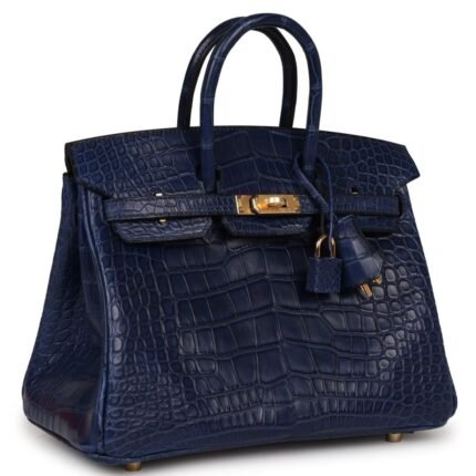 HERMÈS BIRKIN 25 BLEU SAPHIR MATTE ALLIGATOR GOLD HARDWARE