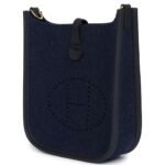 HERMÈS EVELYNE TPM BLEU NUIT FEUTRE AND CABAN SWIFT GOLD HARDWARE