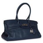 PRE-OWNED HERMÈS SHOULDER BIRKIN 42 JPG BLEU DE PRUSSE CLEMENCE PALLADIUM HARDWARE