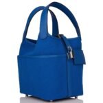 HERMÈS PICOTIN CARGO 18 BLEU FRANCE SWIFT AND TOILE CANVAS PALLADIUM HARDWARE