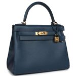 HERMÈS KELLY RETOURNE 28 DEEP BLEU EVERCOLOR GOLD HARDWARE
