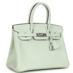 PRE-OWNED HERMÈS BIRKIN 30 VERT FIZZ EPSOM PALLADIUM HARDWARE