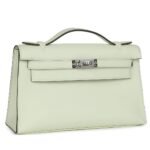 HERMÈS KELLY POCHETTE VERT FIZZ SWIFT PALLADIUM HARDWARE