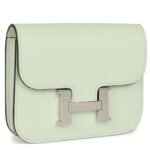 HERMÈS CONSTANCE SLIM WALLET VERT FIZZ EVERCOLOR PALLADIUM HARDWARE