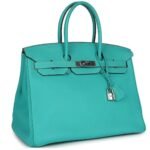 PRE-OWNED HERMÈS BIRKIN 35 LAGON TOGO PALLADIUM HARDWARE