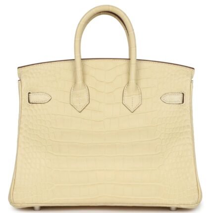 HERMÈS BIRKIN 25 VANILLE MATTE ALLIGATOR PALLADIUM HARDWARE