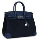 HERMÈS BIRKIN 35 BLEU NUIT FEUTRE WOOL AND BLEU DE MALTE SWIFT PALLADIUM HARDWARE