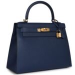 HERMÈS KELLY SELLIER 28 BLEU NAVY EPSOM GOLD HARDWARE