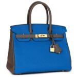 HERMÈS SPECIAL ORDER (HSS) BIRKIN 30 BLEU ELECTRIC AND ETAIN CLEMENCE BRUSHED GOLD HARDWARE