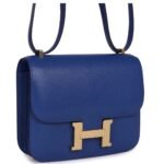HERMÈS CONSTANCE 18 BLEU ROYAL CHEVRE GOLD HARDWARE