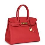 PRE-OWNED HERMÈS BIRKIN 30 ROUGE PIVOINE TOGO GOLD HARDWARE